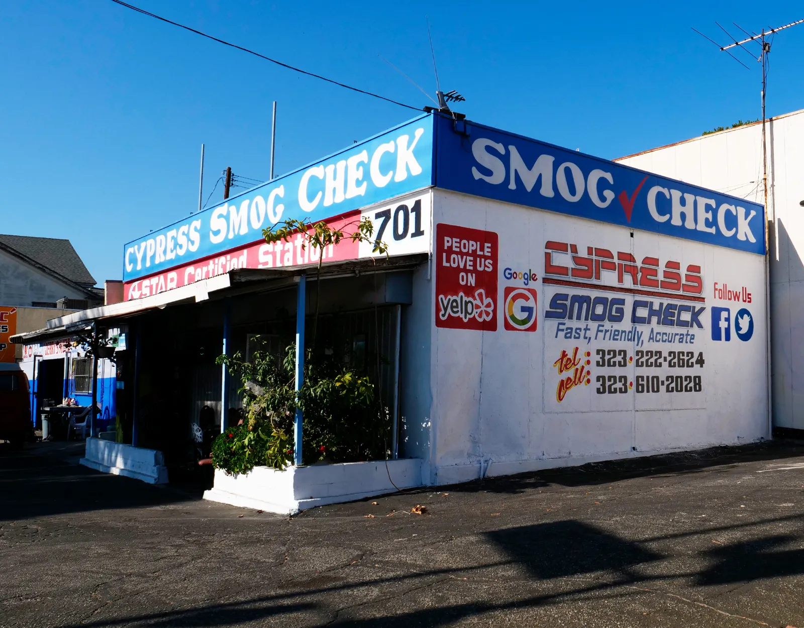 Cypress Smog Check STAR Certified smog testing station at 701 Cypress Avenue in Los Angeles, California.